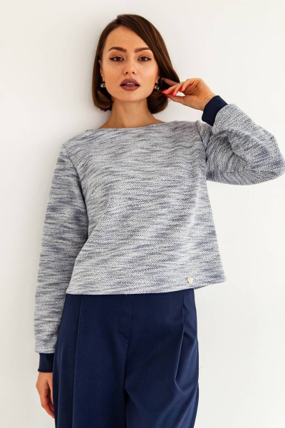 Демисезонные широкие брюки палаццо с завышенной талией ARTiMODA 222-02 темно-синий - фото 7