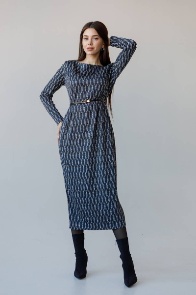 Платье Ivera 1096 серо-синий - фото 4