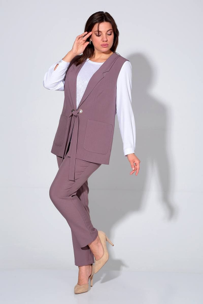 Блуза, брюки, жилет Liona Style 860 мокко - фото 2