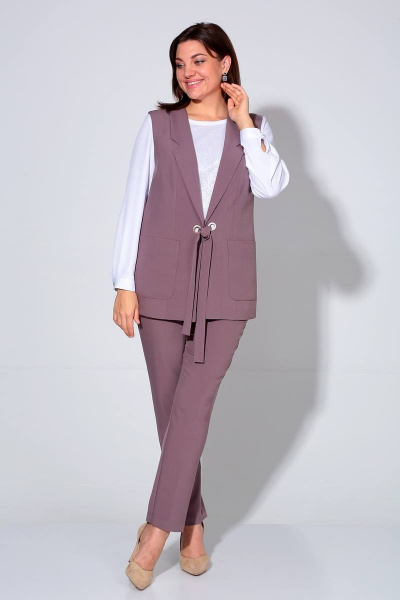 Блуза, брюки, жилет Liona Style 860 мокко - фото 1