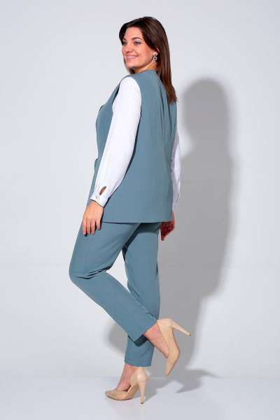 Блуза, брюки, жилет Liona Style 860 пепельно-голубой - фото 3