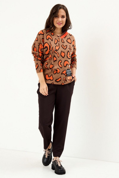 Блуза, брюки Магия моды 2170 оранжевый_темный шоколад - фото 4
