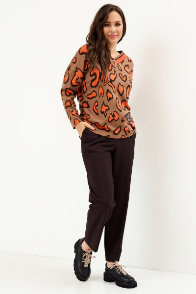 Блуза, брюки Магия моды 2170 оранжевый_темный шоколад - фото 3