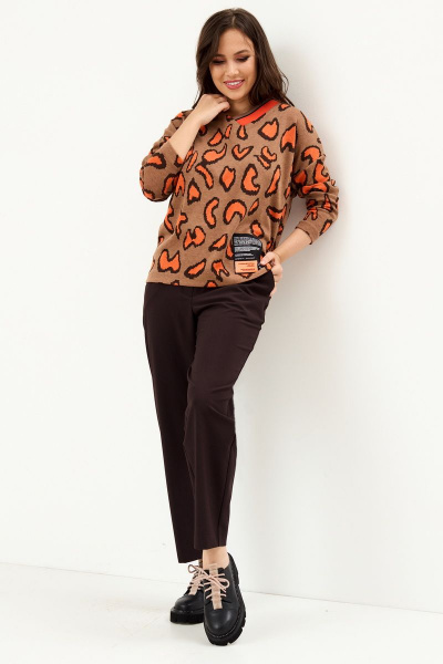 Блуза, брюки Магия моды 2170 оранжевый_темный шоколад - фото 1