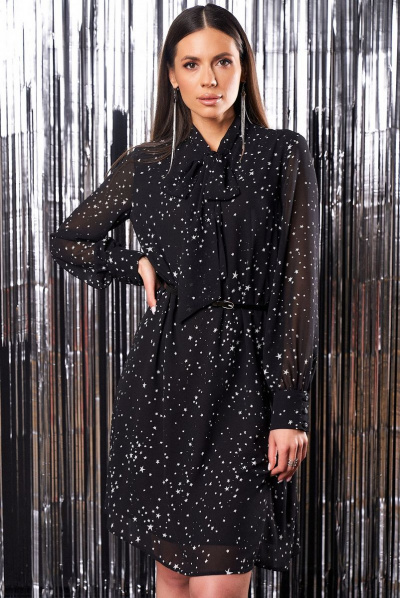 Платье KaVaRi 1012 черный_принт-звезды - фото 6