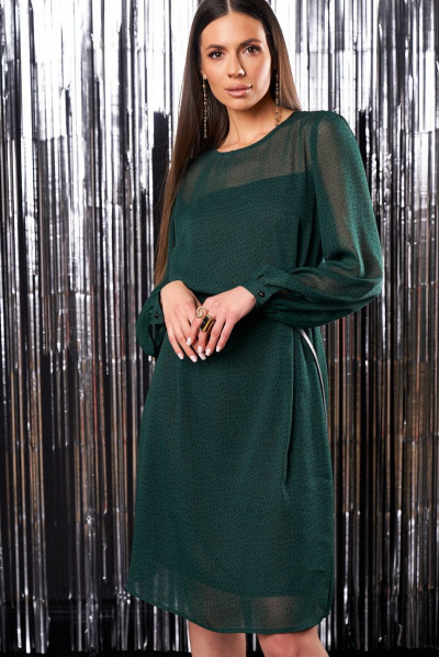 Платье KaVaRi 1013 зеленый_принт-точка - фото 3