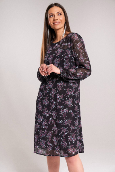 Платье KaVaRi 1013.1 черный_принт-цветы - фото 5