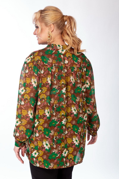 Блуза Michel chic 760 зеленый-коричневый-цветы - фото 7
