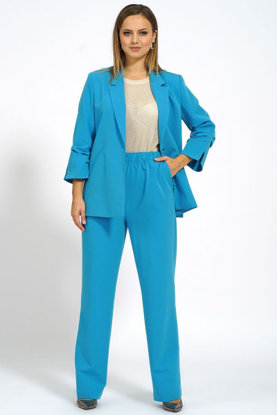 Блуза, брюки, жакет Alani Collection 1802 голубой - фото 5