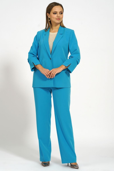 Блуза, брюки, жакет Alani Collection 1802 голубой - фото 1