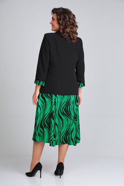 Жакет, платье Милора-стиль 1054 чёрный,зеленый - фото 4