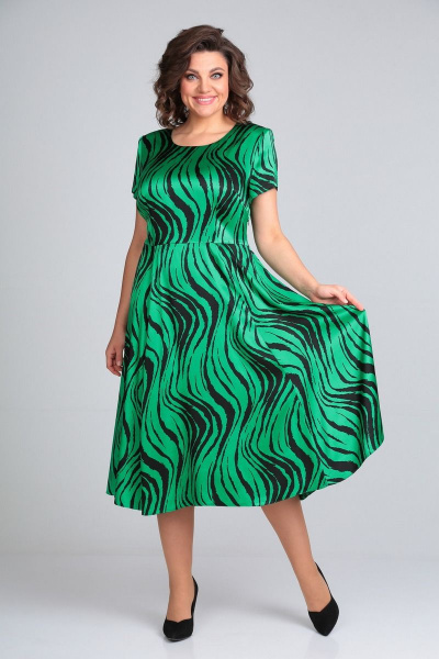 Жакет, платье Милора-стиль 1054 чёрный,зеленый - фото 2