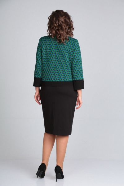 Платье Милора-стиль 1055 зеленое+черный - фото 2