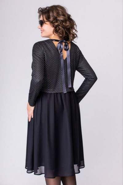 Платье EVA GRANT 7084 черный+горох - фото 3