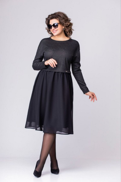 Платье EVA GRANT 7084 черный+горох - фото 1