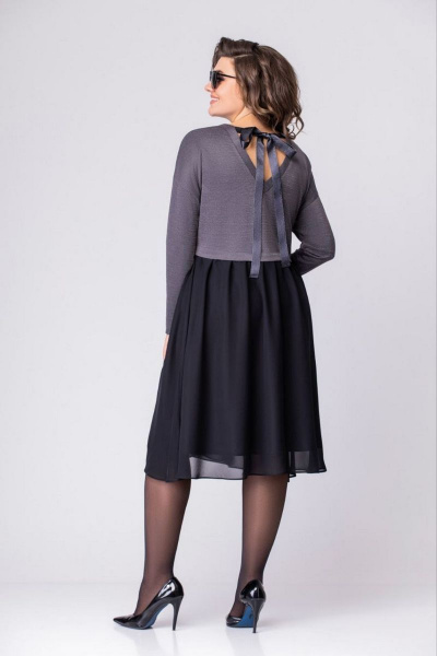 Платье EVA GRANT 7084 серый+черный - фото 3