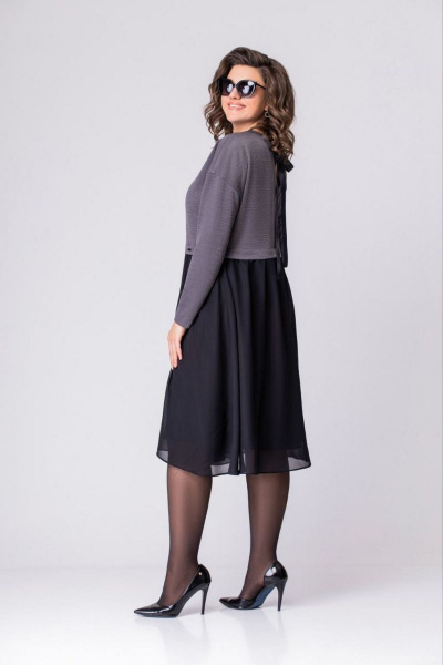 Платье EVA GRANT 7084 серый+черный - фото 2