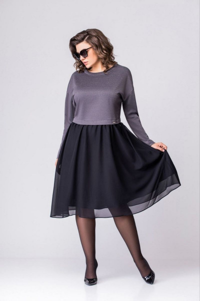 Платье EVA GRANT 7084 серый+черный - фото 1