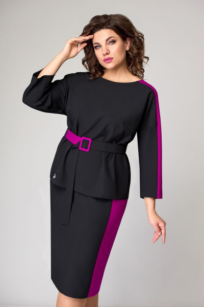 Блуза, юбка Мишель стиль 1066-2 черный - фото 4