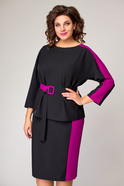 Блуза, юбка Мишель стиль 1066-2 черный - фото 2