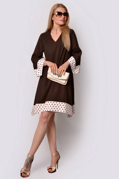 Платье PATRICIA by La Cafe C15005 коричневый,молочный - фото 1
