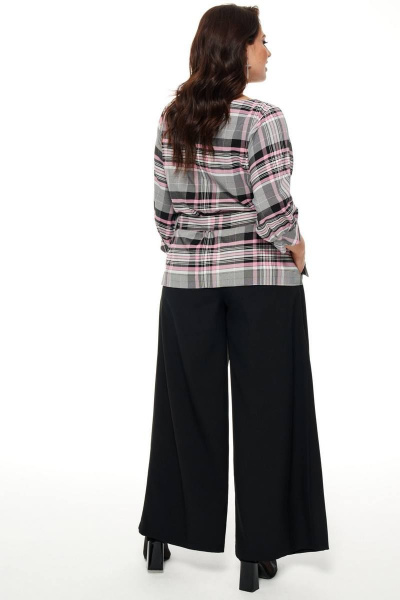 Блуза, брюки Beautiful&Free 3052 черный+клетка+розовый - фото 4