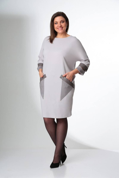 Платье LadisLine 1413 светло-серый - фото 1