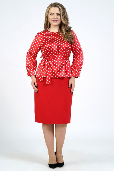 Блуза, юбка Alani Collection 1835 красный - фото 2
