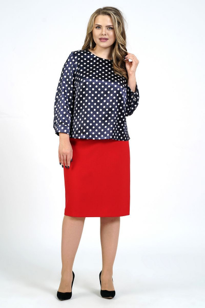 Блуза, юбка Alani Collection 1835 красный+синий - фото 4