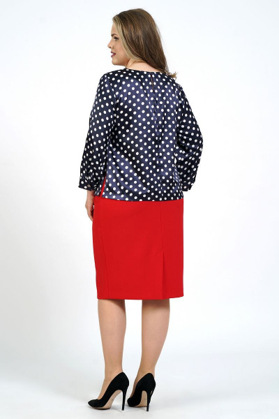 Блуза, юбка Alani Collection 1835 красный+синий - фото 3
