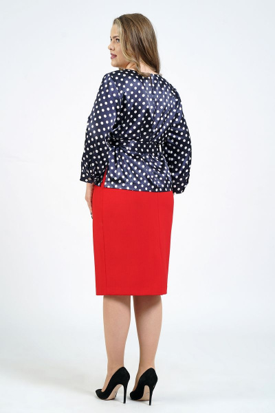 Блуза, юбка Alani Collection 1835 красный+синий - фото 2