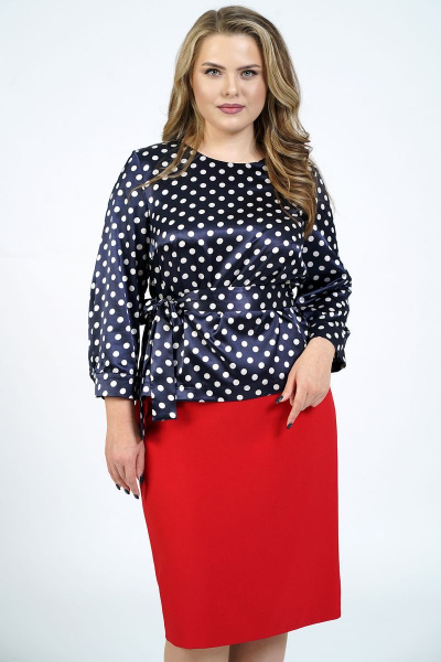 Блуза, юбка Alani Collection 1835 красный+синий - фото 1