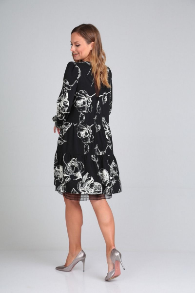 Платье Милора-стиль 1035 черный+белый - фото 3
