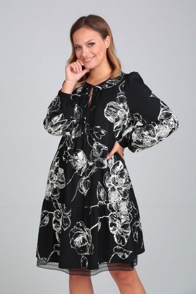 Платье Милора-стиль 1035 черный+белый - фото 2