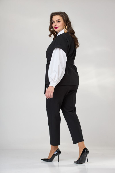 Блуза, брюки, жилет, пояс Andina city 9008 черный+белый - фото 2