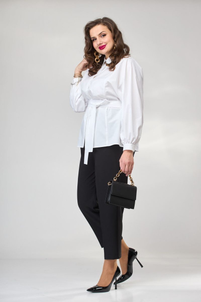 Блуза, брюки, жилет, пояс Andina city 9008 черный+белый - фото 6