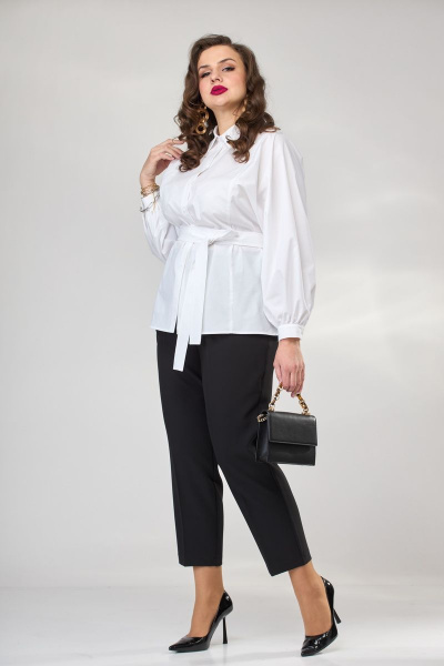 Блуза, брюки, жилет, пояс Andina city 9008 черный+белый - фото 5