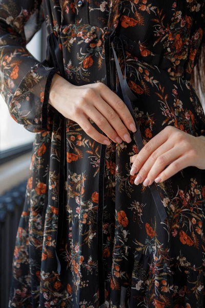 Платье Ivera 1095 черный, оранжевый - фото 5