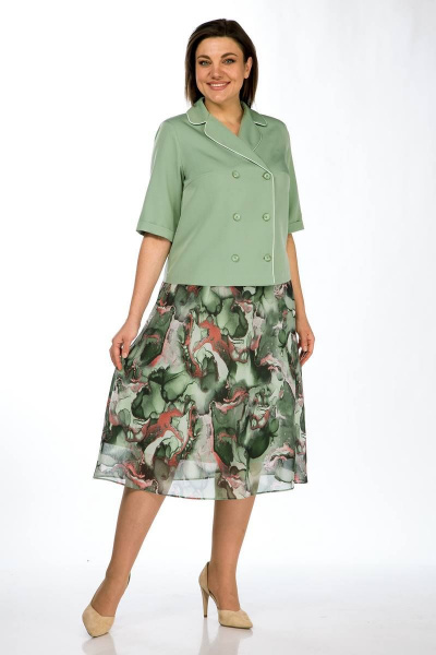 Жакет, юбка Lady Style Classic 2670/2 зеленая_мята - фото 3