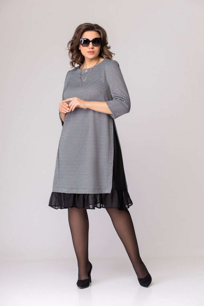Платье EVA GRANT 1004 серый/елочка - фото 1