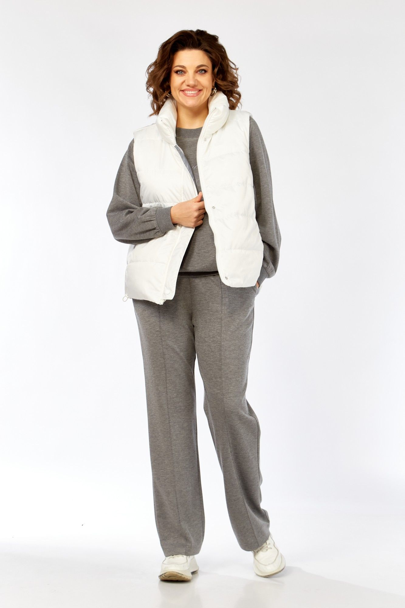 Костюм с жилетом: Диомант 2150 серый-белый