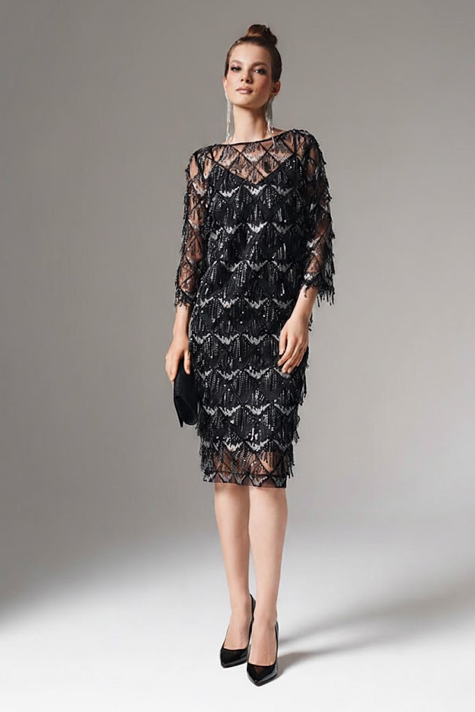 Платье: Nelva 51606 серебристо-черный