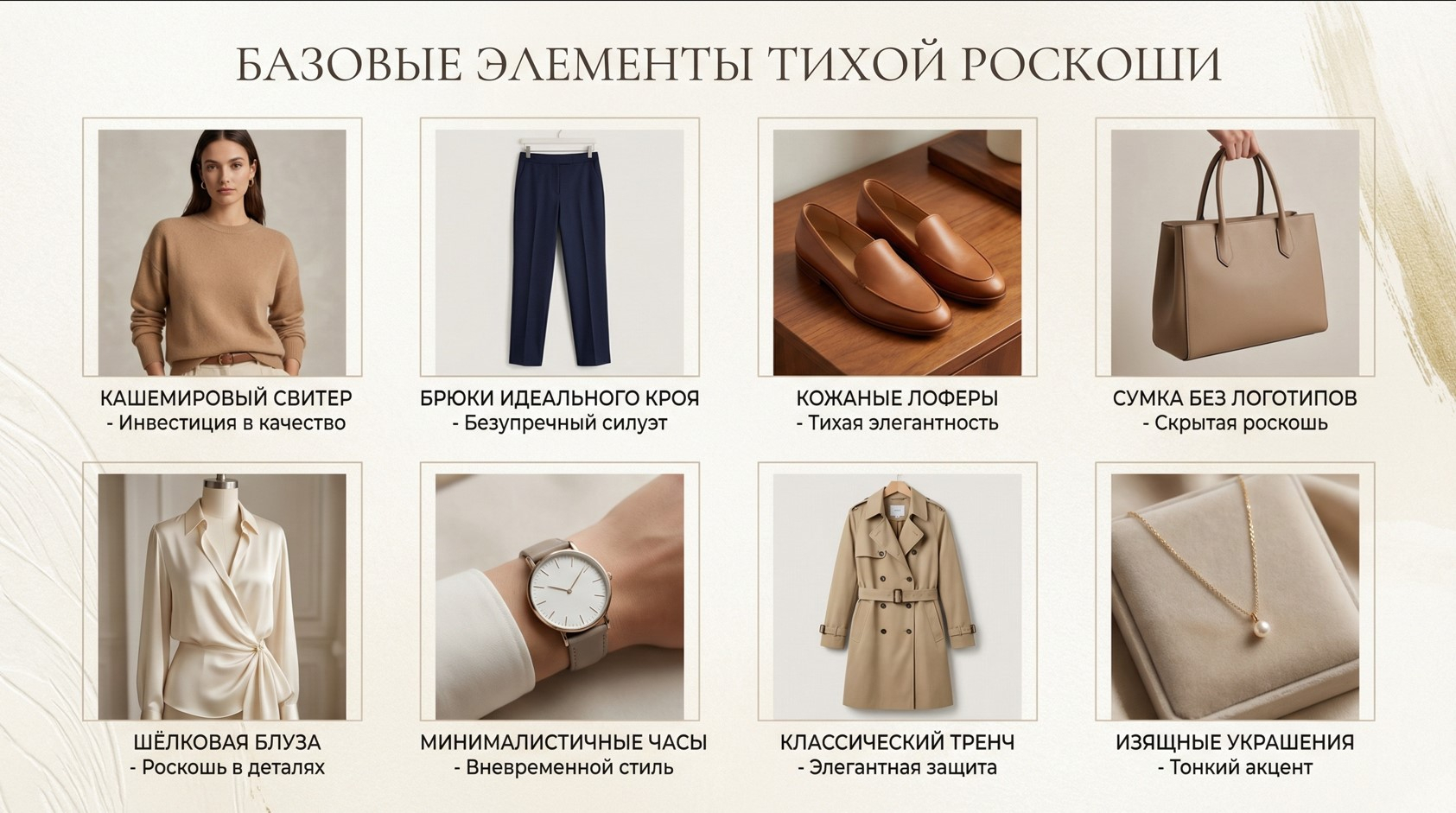 Базовые элементы стиля олд мани тихая роскошь для женщин