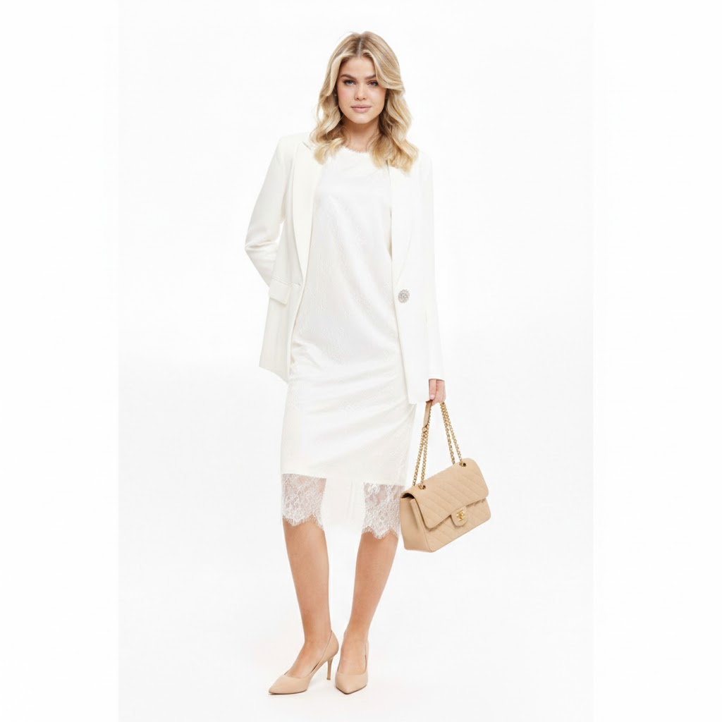 Платье: Панда 100880 молочный; Жакет: Панда 107330 молочный