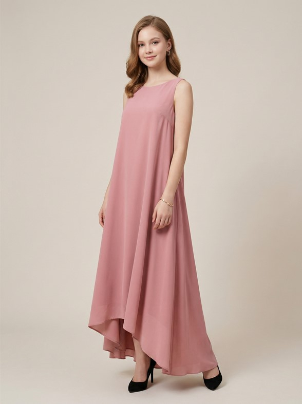 Образ #3: Платье-трапеция с асимметричным подолом (35,000 руб.) — отвлекает внимание от полноты бёдер для груши