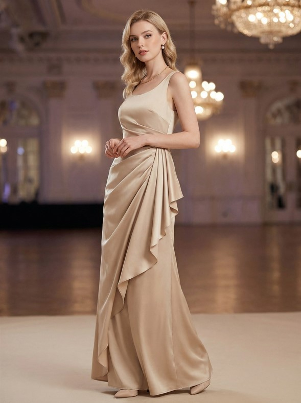 Образ #5: Платье с мягкими драпировками на талии и бёдрах — скрывает полноту и выглядит дорого