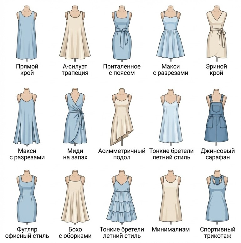 12 основных фасонов сарафанов для женщин