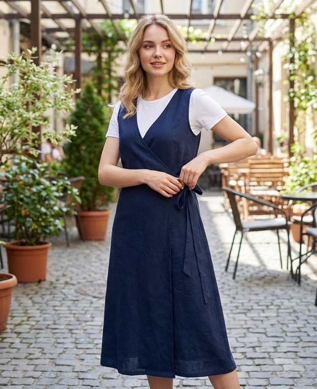 Сарафан миди с запахом