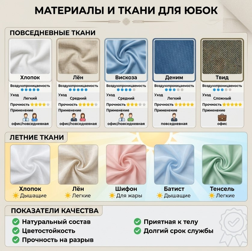 Материалы и ткани для юбок