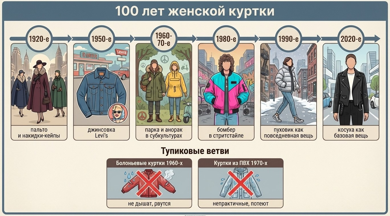 Эволюция женской куртки: ключевые вехи от начала XX века до наших дней
